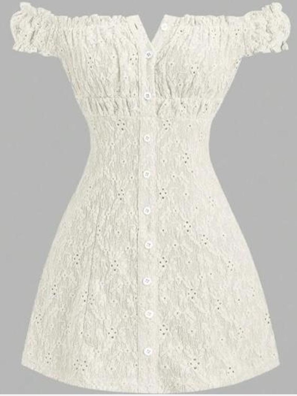*NWT* SHEIN - Sweetra - White eyelet knit mini dress - off shoulder - Size S